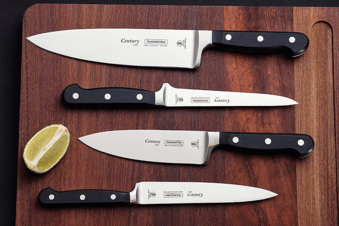 Couteau de chef Tramontina Century lame forgée 20cm manche polycarbonate noir