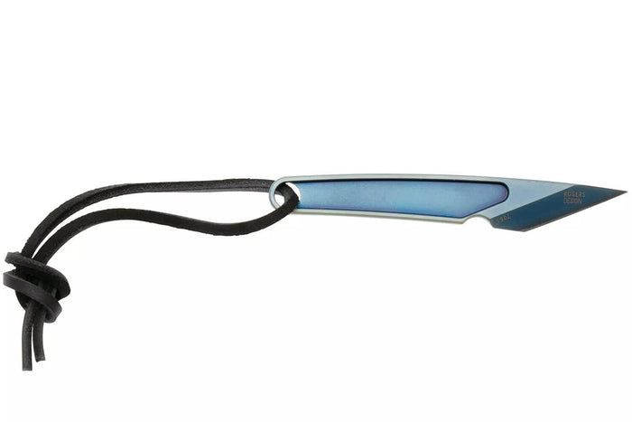 Couteau de cou CRKT HangTi 7065.CR manche 8,9cm en titanium bleu + étui
