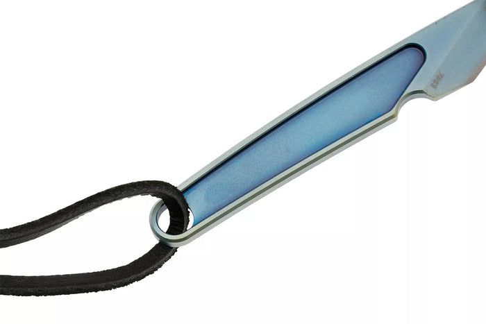 Couteau de cou CRKT HangTi 7065.CR manche 8,9cm en titanium bleu + étui
