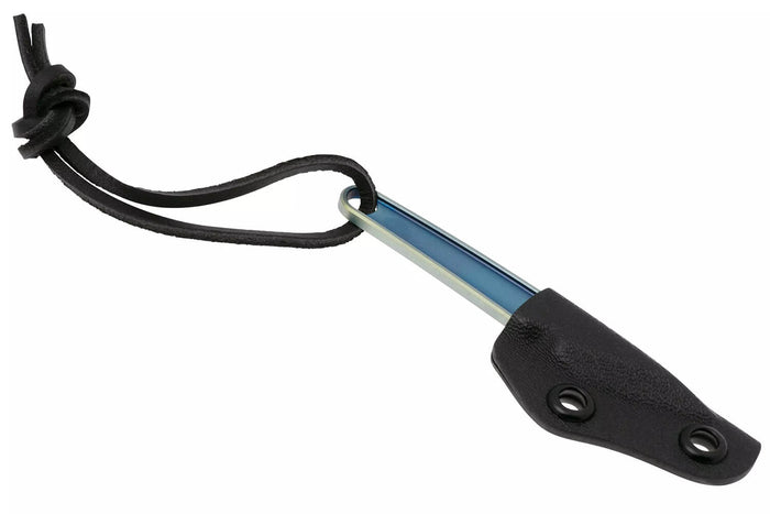 Couteau de cou CRKT HangTi 7065.CR manche 8,9cm en titanium bleu + étui