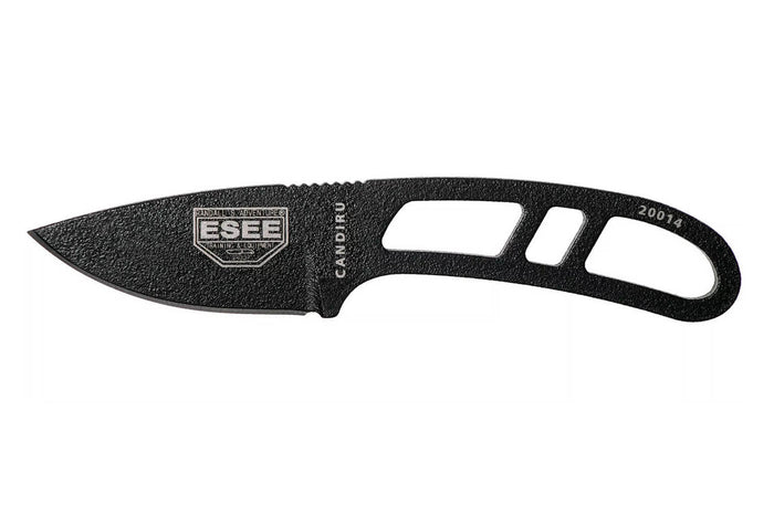 Couteau de cou Esee Candiru CAN-BE lame acier carbone 5,1cm manche ajouré en acier + étui