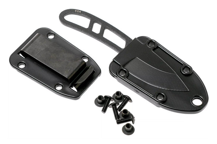 Couteau de cou Esee Candiru CAN-BE lame acier carbone 5,1cm manche ajouré en acier + étui