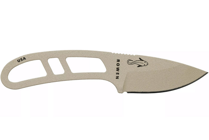 Couteau de cou Esee Candiru CAN-DT-E lame acier carbone 5,1cm manche ajouré en acier désert + étui