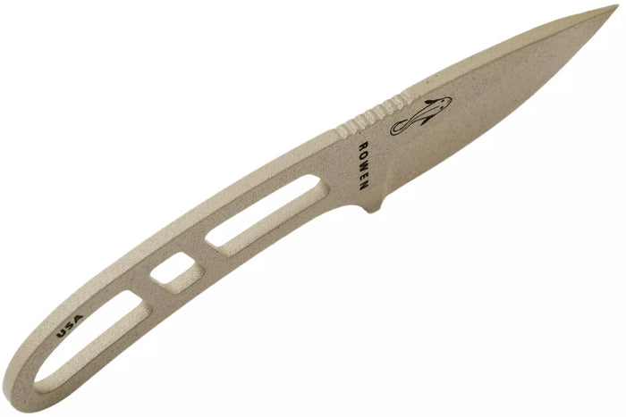 Couteau de cou Esee Candiru CAN-DT-E lame acier carbone 5,1cm manche ajouré en acier désert + étui