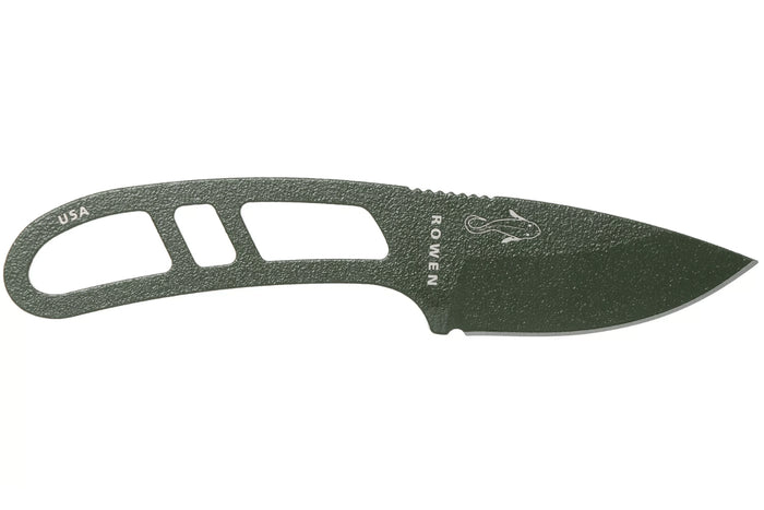 Couteau de cou Esee Candiru CAN-OD lame acier carbone 5,1cm manche en acier vert + étui