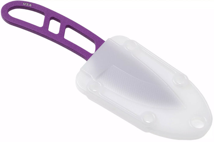 Couteau de cou Esee Candiru CAN-PURP-E lame acier carbone 5,1cm manche ajouré acier violet + étui