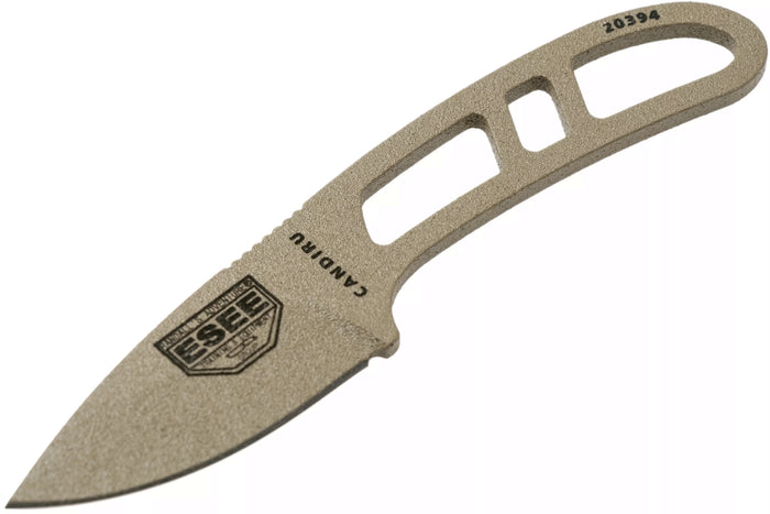 Couteau de cou Esee Candiru Dark Earth CAN-DE lame acier carbone 5,1cm manche ajouré en acier + étui