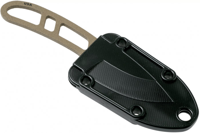 Couteau de cou Esee Candiru Dark Earth CAN-DE lame acier carbone 5,1cm manche ajouré en acier + étui