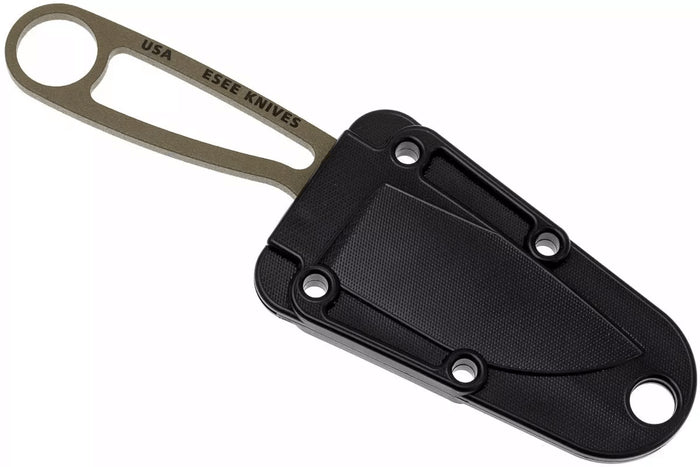 Couteau de cou Esee Dark Earth Izula IZULA-DE lame acier carbone 6,7cm manche en acier + étui