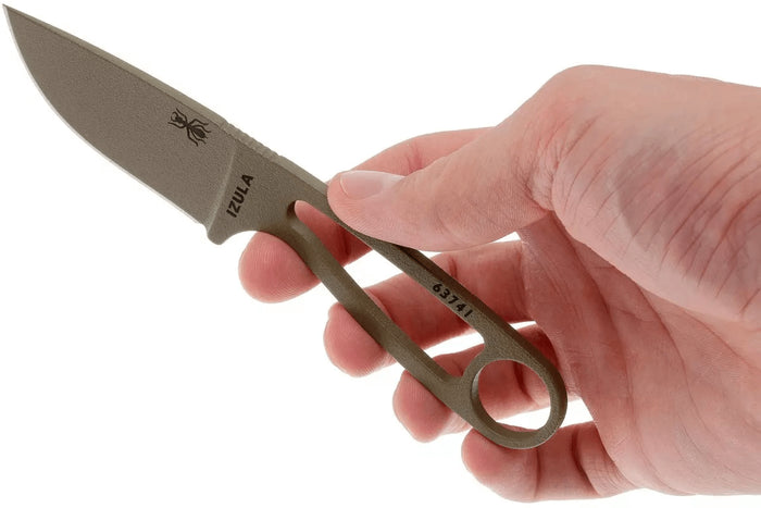 Couteau de cou Esee Dark Earth Izula IZULA-DE lame acier carbone 6,7cm manche en acier + étui