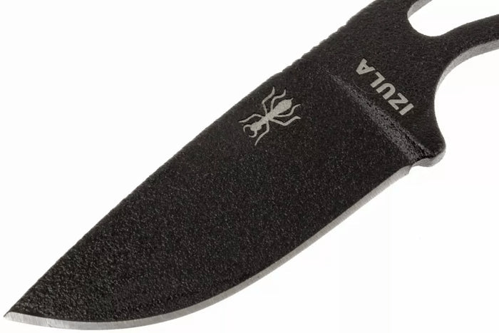 Couteau de cou Esee Izula IZULA-B lame acier carbone 6,2cm manche ajouré acier noir + étui