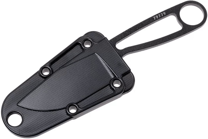 Couteau de cou Esee Izula IZULA-B lame acier carbone 6,2cm manche ajouré acier noir + étui