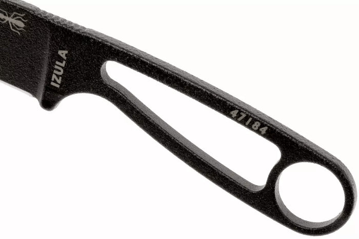 Couteau de cou Esee Izula IZULA-B lame acier carbone 6,2cm manche ajouré acier noir + étui