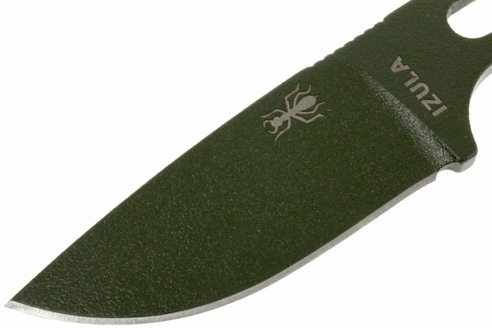 Couteau de cou Esee Izula IZULA-OD lame acier carbone 6,2cm manche ajouré acier vert olive + étui