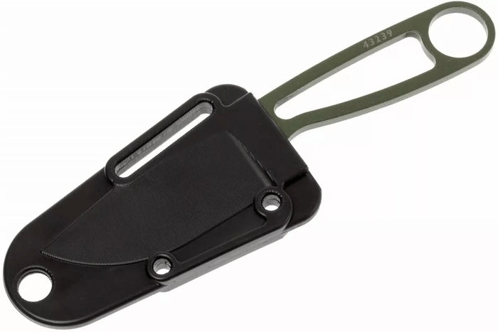 Couteau de cou Esee Izula IZULA-OD lame acier carbone 6,2cm manche ajouré acier vert olive + étui