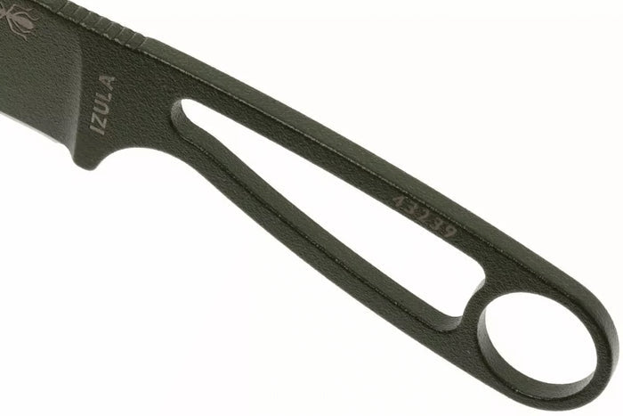 Couteau de cou Esee Izula IZULA-OD lame acier carbone 6,2cm manche ajouré acier vert olive + étui
