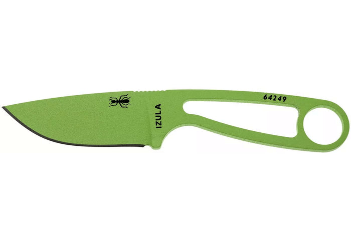 Couteau de cou Esee Izula Venom Green IZULA-VG lame acier carbone 6,7cm manche ajouré en acier + étui