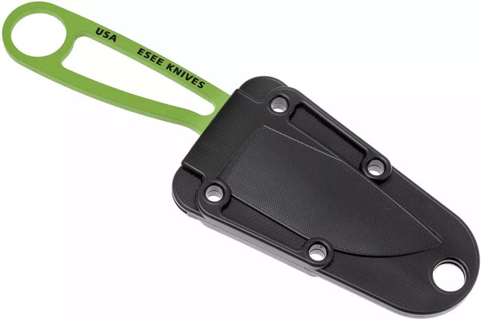 Couteau de cou Esee Izula Venom Green IZULA-VG lame acier carbone 6,7cm manche ajouré en acier + étui