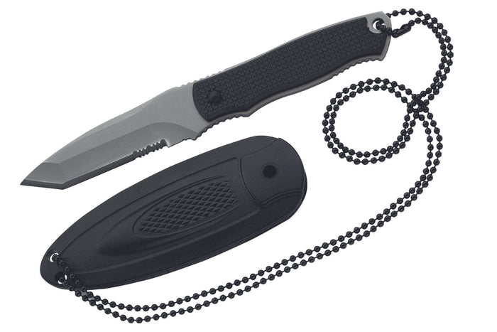Couteau de cou Herbertz 103407 lame tanto 7cm manche polymère noir + étui