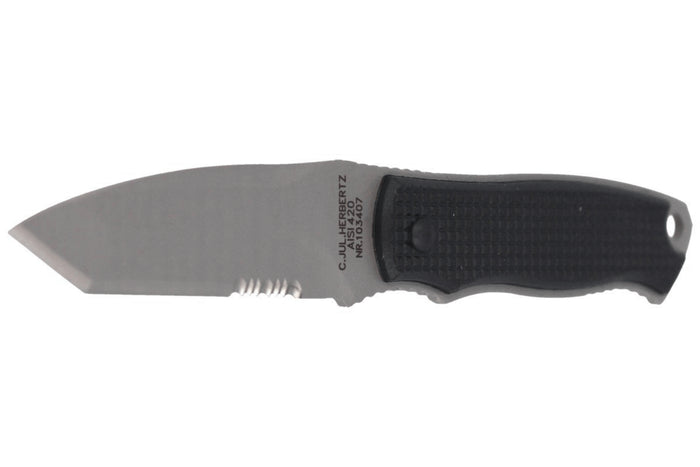 Couteau de cou Herbertz 103407 lame tanto 7cm manche polymère noir + étui
