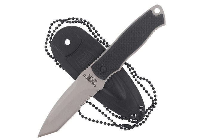 Couteau de cou Herbertz 103407 lame tanto 7cm manche polymère noir + étui
