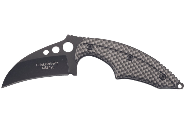 Couteau de cou karambit Herbertz 575706 lame 6cm manche aluminium + étui