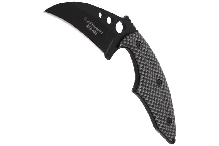 Couteau de cou karambit Herbertz 575706 lame 6cm manche aluminium + étui