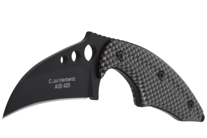 Couteau de cou karambit Herbertz 575706 lame 6cm manche aluminium + étui
