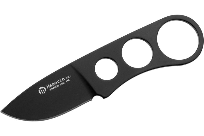 Couteau de cou Maserin 909.T lame 4,5cm manche ajouré en acier inox + étui