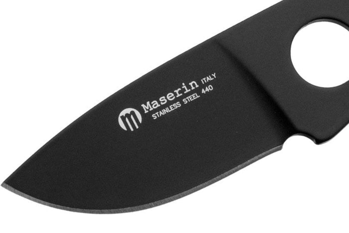 Couteau de cou Maserin 909.T lame 4,5cm manche ajouré en acier inox + étui
