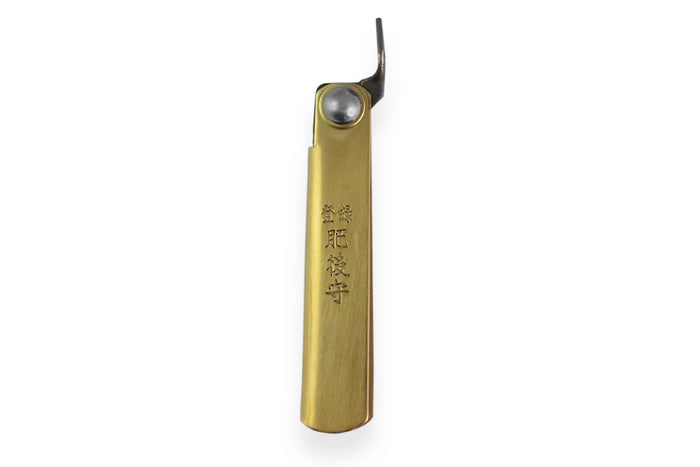 Couteau de poche Higonokami Kanetsune 4cm acier SK-5 manche laiton