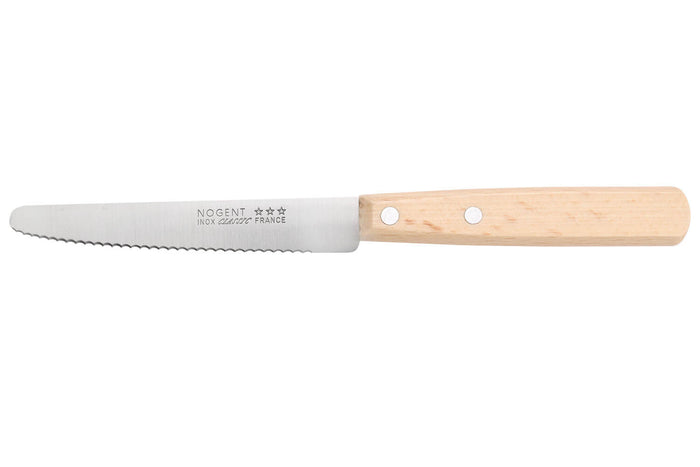 Couteau de table Nogent Classic lame crantée 11cm manche en hêtre