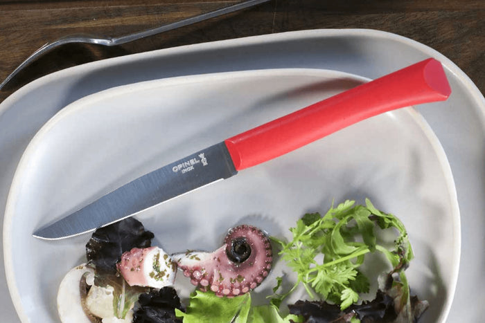 Couteau de table Opinel Bon Appétit + lame 11cm en inox manche en polymère rouge