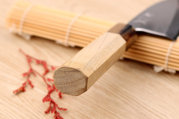 Couteau deba 15cm japonais artisanal Nakamura Kaishin Saku WS2 en magnolia