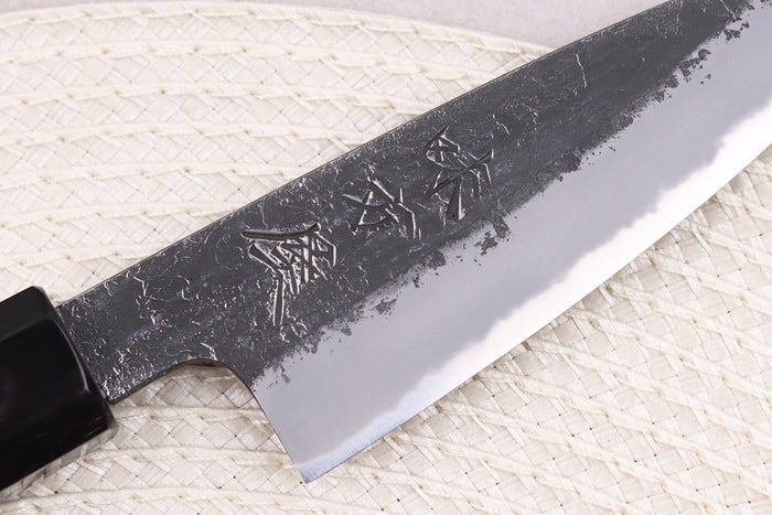 Couteau d'office 10cm japonais artisanal Hinoura Mutsumi Ajikataya Black Nashiji