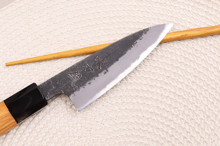 Couteau d'office 10cm japonais artisanal Hinoura Mutsumi Ajikataya Black Nashiji