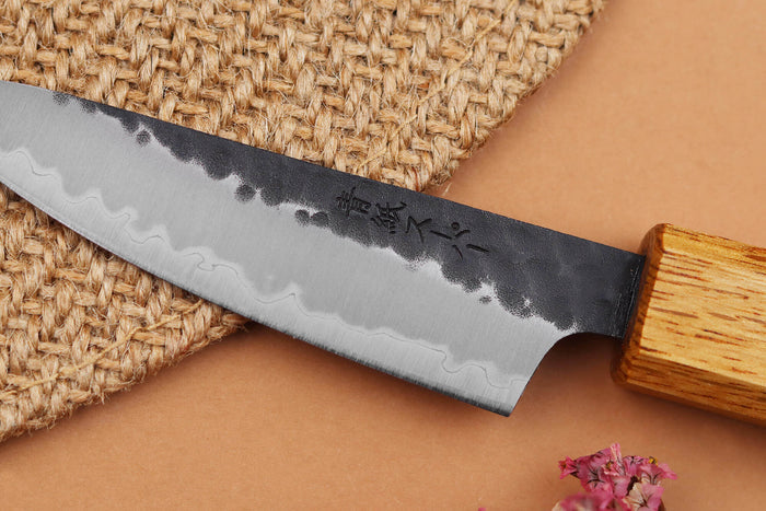Couteau d'office 8cm japonais artisanal Yuzo Black AS chêne brûlé
