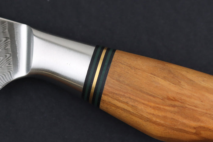 Couteau d'office 9,5cm Ryda Knives ST650 Damas et manche en olivier