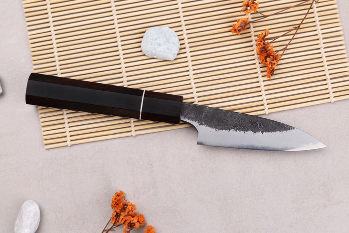 Couteau d'office 9cm japonais artisanal Naoki Mazaki WS2 Black Nashiji