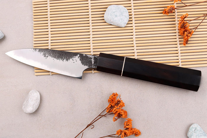 Couteau d'office 9cm japonais artisanal Naoki Mazaki WS2 Black Nashiji