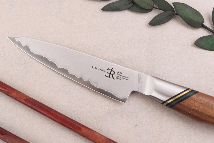 Couteau d'office 9cm Ryda Knives A-30 San Maï et manche en noyer