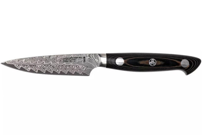 Couteau d'office japonais Zwilling Kramer Euro Stainless 9cm damassé manche en micarta