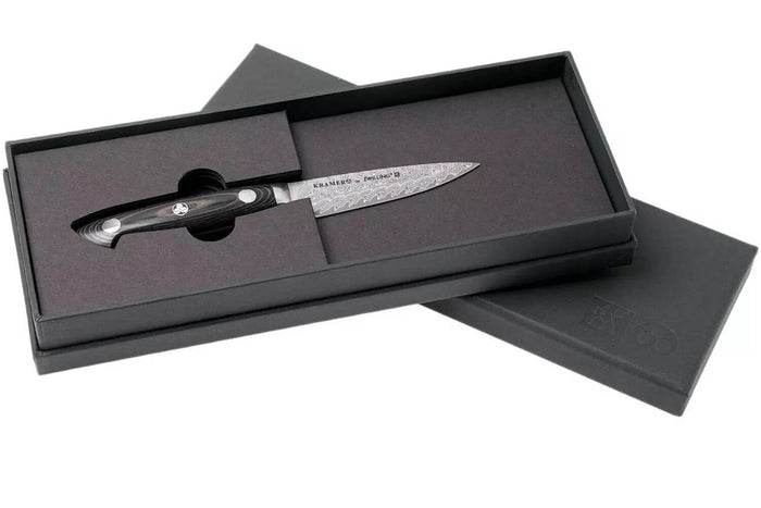 Couteau d'office japonais Zwilling Kramer Euro Stainless 9cm damassé manche en micarta