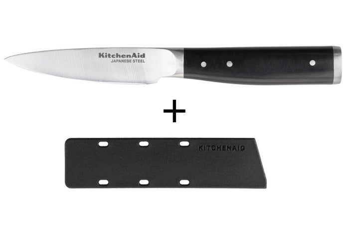 Couteau d'office Kitchen Aid Gourmet lame acier japonais 9cm + étui de protection