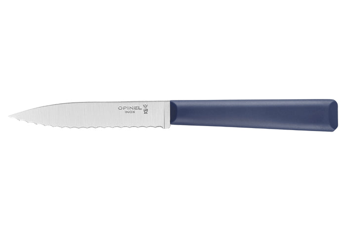 Couteau d'office Opinel Les Essentiels + n°313 lame 10cm crantée manche en polymère bleu