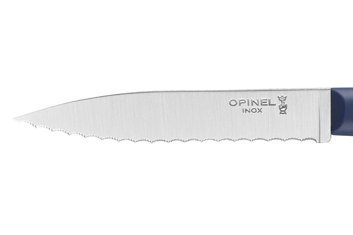 Couteau d'office Opinel Les Essentiels + n°313 lame 10cm crantée manche en polymère bleu
