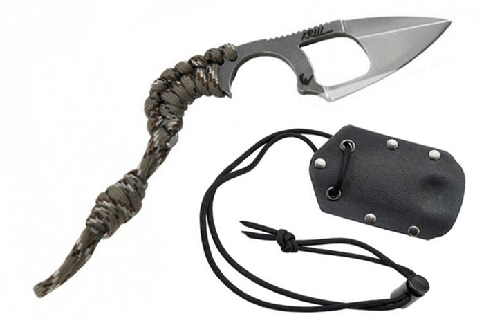 Couteau EDC Wildsteer Krill KR00111 lame 5cm manche paracorde Camouflage + étui Kydex