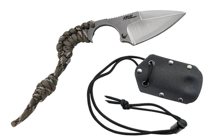 Couteau EDC Wildsteer Krill KR0111 lame 5cm manche paracorde Camouflage + étui Kydex