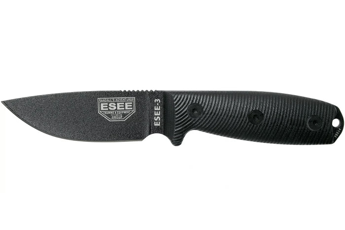 Couteau Esee 3 3PMB-001 lame acier carbone 8,8cm manche G10 noir + étui