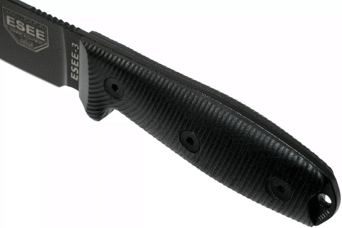 Couteau Esee 3 3PMB-001 lame acier carbone 8,8cm manche G10 noir + étui